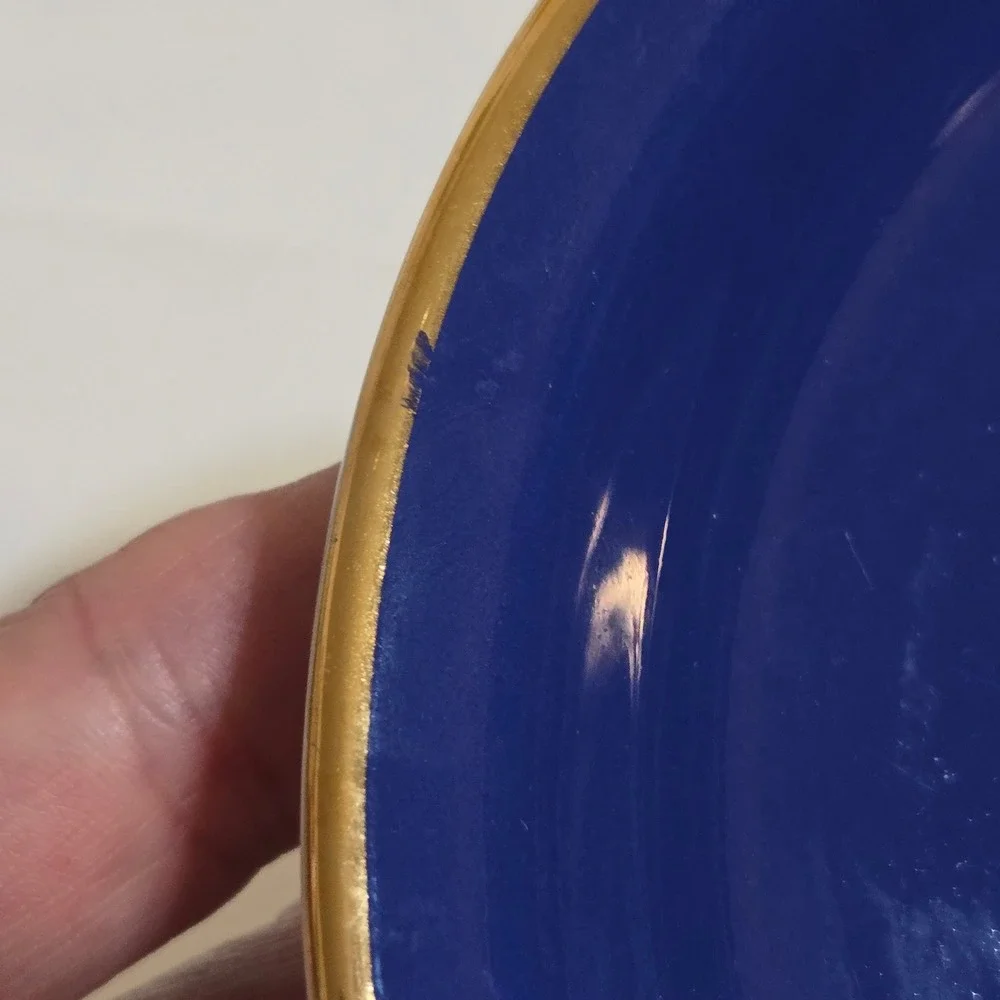 Stavangerflint Dessert Plates Set of 5 Colorful‎ 7in Gold Rim MCM Norway Modern